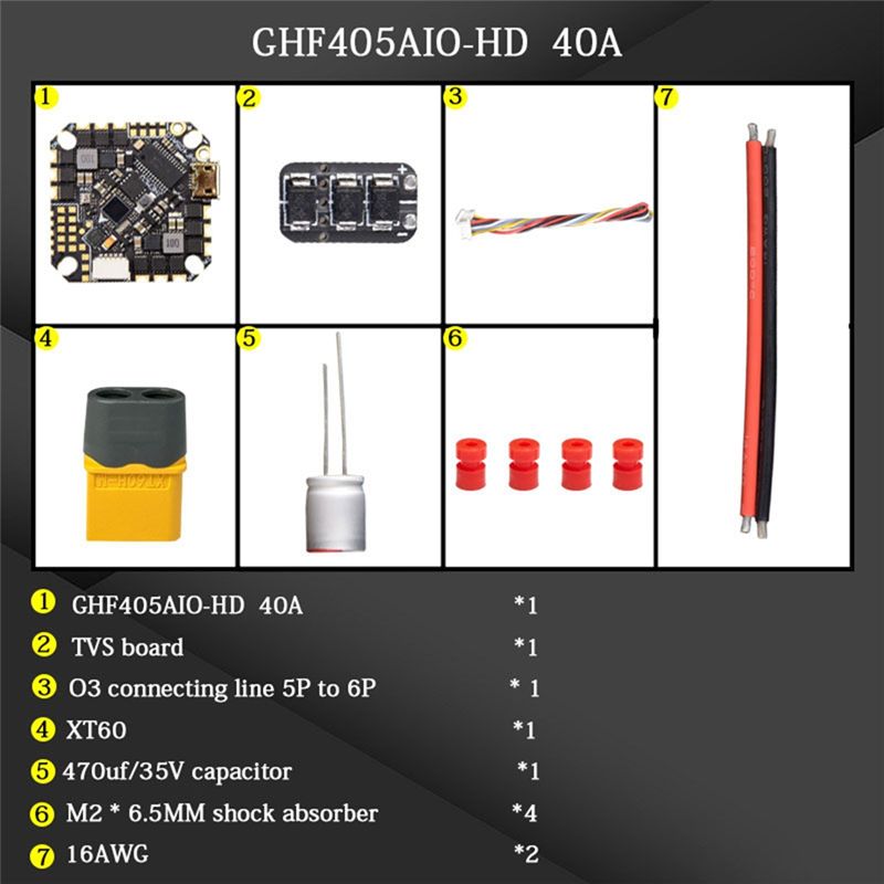 ABTI-GHF405AIO-HD 40A AIO Flig - đánh giá và giá Drone Racing Flight Controller